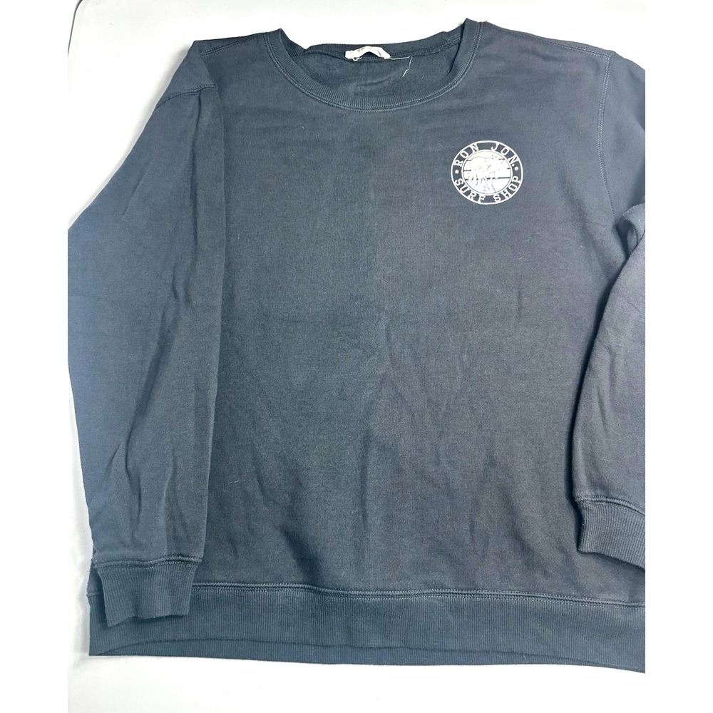 Ron Jon Surf Shop Women's Fleece Crewneck Pullover Sweatshirt Logo Gray Size L
